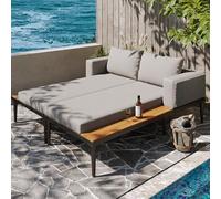 Tcewhhy Sofá Cama para Patio al Aire Libre, salón Cama Doble, Outdoor-Liegestuhl, Multifunktionales wasserdichtes Sofabett, Doppel-Liegebett mit Regalen, Tumbona para Patio, jardín y balcón
