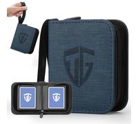TCGUARD Mini álbum de tarjetas coleccionables con capacidad para 40 tarjetas, carpeta de 1 bolsillo con cremallera para tarjetas TCG y deportivas, regalo portátil para coleccionistas, Yugioh azul sal