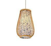 TCHAUSGZOZ Elegante Lámpara De Araña Bambú: Ratán Tejida A Mano Para Comedor, Cocina Y Sala Estar(Dark color)