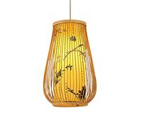 TCHAUSGZOZ Elegante Lámpara De Araña Bambú: Ratán Tejida A Mano Para Comedor, Cocina Y Sala Estar(Light color)