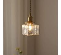 TCHAUSGZOZ Estilo japonés creativo cubo de hielo colgante de cristal nórdico moderno ondulación de agua lámpara colgante de una sola cabeza transparente mini lámpara colgante for sala de estar comedor