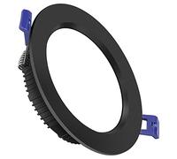 TCHAUSGZOZ Foco empotrable Ultrafino Antideslumbrante Downlight 2.5-7.5 pulgadas Panel redondo negro Luz 6W-24W Lámpara de techo con luz oblea alto brillo, montaje oculto(18W-B,White light)