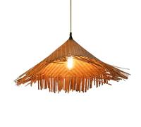 TCHAUSGZOZ Lámpara De Araña Bambú Retro Japonesa: Mimbre Tejida A Mano Para El Hogar, Iluminación Interior Beige Para Cocina, Comedor Y Sala Estar(60cm)