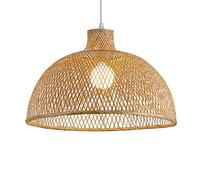 TCHAUSGZOZ Lámpara De Araña Cesta Bambú Hecha A Mano Para Sala Estar, Cocina Y Comedor - Techo Beige Rústica(Dark color,50CM)