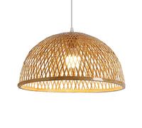 TCHAUSGZOZ Lámpara De Araña Cesta Bambú Hecha A Mano Para Sala Estar, Cocina Y Comedor - Techo Beige Rústica(Light color,40CM)