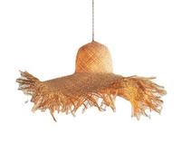 TCHAUSGZOZ Lámpara De Bambú Japonesa: Costera Hecha A Mano Para Isla Cocina, Comedor Y Sala Estar En Color Beige (20,4")