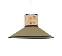 TCHAUSGZOZ Lámpara De Lino Verde Hecha A Mano, Bambú Para Estilo Bohemio Y Retro, Farol Techo Altura Ajustable Para Dormitorio Comedor(Green,40cm/15.7in*22cm/8.6in)