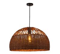TCHAUSGZOZ Lámpara Hecha A Mano De Ratán Curry Oscuro Con 1 Luz, Farol Rústico Bambú Para Comedor, Cocina Y Espacios Estar(55cm)