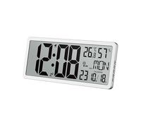 tchnoline WS8135 - Reloj de Pared Digital con Pantalla Grande, Marco Delgado, Temperatura, Humedad, día de la Semana, Fecha, Color Plateado, Dimensiones 36,9 x 23 x 2,4 cm
