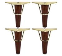 TCHOSUZ Juego de 4 patas de madera maciza de 15 cm, diseño de triángulo de metal moderno de mediados de siglo, patas de repuesto con soporte de TV para armario otomano de bricolaje