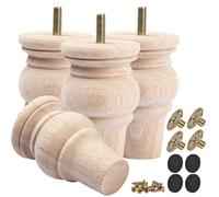 TCHOSUZ Juego de 4 patas de madera maciza para muebles de 10 cm, para sofá, silla, otomana, cómoda, armario, mesa de centro, agujeros de tornillo preperforados M8