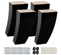 TCHOSUZ Juego de 4 patas de madera para muebles de 15 cm, modernas de mediados de siglo, pirámide curvada negra, cuadradas, patas de repuesto para sofá, sillón, cama, sillón reclinable