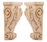 TCHOSUZ Ménsulas de madera talladas de 4 pulgadas de ancho 2.4 pulgadas de profundidad y 7 pulgadas de alto, paquete de 2 unidades de soportes decorativos para encimera de cocina, chimenea, mantel