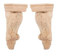 TCHOSUZ ménsulas talladas en madera de 10 cm de ancho x 6 cm de profundidad x 23 cm de alto, pack de 2 - Antiguas tradicionales sin acabar, tallas decorativas en espiral para encimera, chimenea