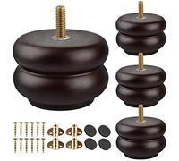 TCHOSUZ Patas de madera de 7 cm para muebles, paquete de 4 patas clásicas de madera maciza de nogal torneadas con pernos de suspensión M8 y tuercas en T para sofá, armario, elevador de cama otomana