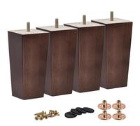 Tchosuz - Patas de madera para muebles de 10 cm, paquete de 4 patas cuadradas de madera maciza de mediados de siglo con pernos de suspensión y tuercas en T para sofá, sillón, cama, elevador