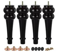 TCHOSUZ Patas de madera para muebles de 24 cm, paquete de 4 patas de repuesto de madera maciza de nogal torneadas con pernos M8 y tuercas en T o sofá sillón reclinable otomano