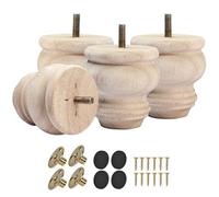 TCHOSUZ Patas de madera para muebles de 8 cm, paquete de 4 patas de rodete de repuesto de madera maciza sin terminar con pernos de suspensión M8 y tuercas en T o sofá reclinable, elevador otomano