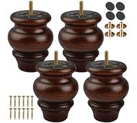 TCHOSUZ Patas de madera para muebles de 9 cm, paquete de 4 patas de madera maciza de esmalte clásico torneado con pernos de suspensión M8 y tuercas en T para sofá, armario, mesa de buffet, elevador