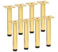 TCHOSUZ Patas de metal ajustables de 10 cm, paquete de 8 patas redondas de hierro dorado resistentes, patas de repuesto para sofá, mesa, armario, cama, tocador otomano