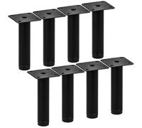 TCHOSUZ Patas de metal ajustables de 12 cm, paquete de 8 patas redondas de hierro negro resistentes, patas de repuesto para sofá, mesa, armario, cama, tocador otomano