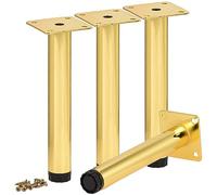 TCHOSUZ Patas de metal ajustables de 12 cm para muebles, paquete de 4 patas redondas de hierro dorado resistentes, patas de repuesto para sofá, mesa, armario, cama, tocador, otomana