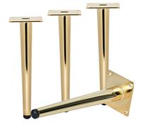 Tchosuz - Patas de Metal para Muebles, 4 Piezas, Patas de Mesa de Metal Rectas con Protector de Goma y Tornillos, Patas de Metal para Bricolaje, Armario, sofá, mesilla de Noche, Armario, Silla Dorada