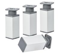 TCHOSUZ Patas de metal para muebles de 20 cm, paquete de 4 patas cuadradas de repuesto modernas de aleación de aluminio ajustables para proyectos de bricolaje en el hogar, sofá, armario, mesita de