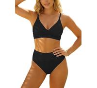 TcIFE Conjunto de Bikini para Mujer Tiro Alto, Cuello en V Cruzado de Dos Piezas Tiro Alto Control de Abdomen Traje de Baño, Bloques de Color Bañador