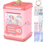 TCJJ Huchas Unicornio para Niños, Caja de Dinero para Niñas con Desbloqueo de Contraseña y Huella Dactilar, 4 Pegatinas,Pulsera de Unicornio, Regalos de Unicornio para Niñas para Cumpleaños, Navidad