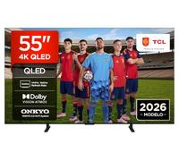 TCL 55A400 Televisor 55 Pulgadas QLED 4K Smart TV, 144Hz, Direct LED, Onkyo 2.0, Dolby Vision & Atmos, HDR10+, Manos Libres, Google TV, Apple AirPlay 2
