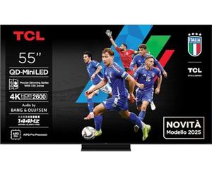 TCL 55C7K QD-Mini TV LED, 55 Pulgadas, 4K HDR Premium, Dolby Vision IQ & Atmos, Bang & Olufsen Sound, Smart TV con Google TV, 144 Hz, HDMI 2.1, AMD FreeSync Premium Pro, AirPlay 2, Google Assistant