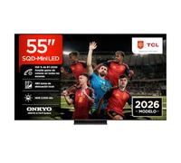 TCL 55Q7D Pro Televisor 55 Pulgadas SQD-Mini LED 4K Smart TV, HDR 2000 nits, 144Hz Motion Clarity Pro, Onkyo 2.1, Dolby Vision IQ & Atmos, Game Master, Google TV, Exclusivo Online
