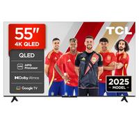 TCL 55T69C Televisor 55 Pulgadas QLED 4K Smart TV, Game Master 120Hz, Dolby Vision y Atmos, VRR y ALLM, HDMI 2.1, Google TV, Motion Clarity, Alexa y Google Assistant
