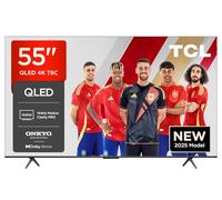 TCL 55T8C 55” QLED 4K HDR Ultra HD TV, Smart TV Powered by Google TV (Dolby Vision & Atmos, 144Hz Motion Clarity Pro, FreeSync, Onkyo 2.1 Sound, Voice Control, Compatible with Google Assistant, Cast)