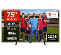 TCL 75A400 Televisor 75 Pulgadas QLED 4K Smart TV, 144Hz, Direct LED, Onkyo 2.0, Dolby Vision & Atmos, HDR10+, Manos Libres, Google TV, Apple AirPlay 2