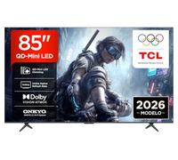 TCL 85T8D, TV QLED de 85” con atenuación QD-Mini LED, 4K HDR Ultra HD, Smart Google TV (Dolby Vision, HDR10+ y Atmos, VRR de 144Hz, FreeSync Premium, Sonido Onkyo 2.1, Game Master)