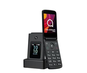 TCL Onetouch 4043 - Teléfono móvil de fácil Uso, Teclas Grandes, 4G, Dos Pantallas Formato Clip, Linterna, batería 1380mAh, Bluetooth, Dual SIM, Conector Audio 3.5mm, con Base cargadora (Gris)