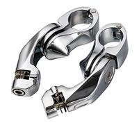 TCMT cromo Front Foot Pegs corto ángulo ajustable Highway footpeg reposapiés Bracket Set para motocicleta Harley Davidson con protectores de motor de 1 - 1/4 "(32 mm)