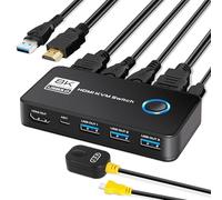 TCNEWCL Conmutador KVM HDMI USB 3.0 8K @60Hz/4K @120Hz Para 2 PC 1 Monitor, Soporta HDR, Dolby Audio, 3D, HDCP2.3, Con Cable HDMI 2.1