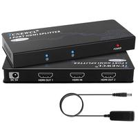 TCNEWCL Divisor HDMI 8K 60Hz 4K 120 Hz 1 en 2 salidas, divisor HDMI de 2 vías con fuente de alimentación del Reino Unido, distribuidor de audio y video 1x2