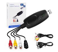 TCNEWCL Grabador de vídeo Tarjeta de Captura de vídeo USB 2.0 Transfiere Hi8 VHS a DVD Digital para Windows/Mac, Capturadora de Audio Vídeo con Cable de extensión AV