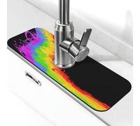 Tcoay 1 Alfombrilla de Secado para Bandeja de Goteo de manija de Grifo, Almohadillas de succión envolventes para Grifo，El Amor GANA el arcoíris