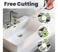 Tcoay 1 Alfombrilla de Secado para Bandeja de Goteo de manija de Grifo, Almohadillas de succión envolventes para Grifo，Triángulos aleatorios Verde Lima Gris Negro sobre Blanco