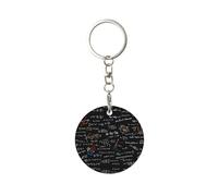 Tcoay 1 llavero redondo de metal, soporte para llavero, mini colgante artesanal,Ecuación matemática Fórmulas matemáticas