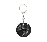 Tcoay 1 llavero redondo de metal, soporte para llavero, mini colgante artesanal,Lindo perro labrador negro