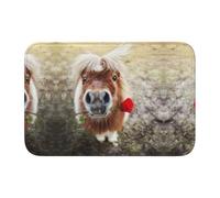 Tcoay Alfombra Antideslizante y Absorbente para baño, con diseño de Caballo y Rosa.