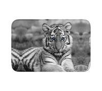 Tcoay Alfombra Antideslizante y Absorbente para baño, con Estampado de Tigre Blanco.