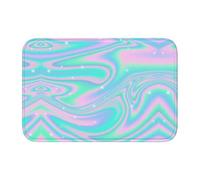 Tcoay Alfombra Antideslizante y Absorbente para baño, con Fondo Abstracto holográfico en Tonos Pastel neón.