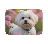 Tcoay Alfombra Antideslizante y Absorbente para baño, con un Precioso Estampado de Perro maltés.